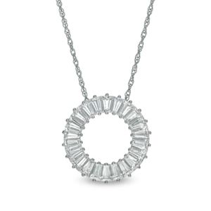 Zales Sterling Silver White Sapphire Circle Pendant Necklace